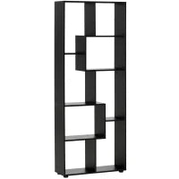 Libreria a Zig Zag Design Contemporaneo, 70 L x 24 P x 178 H cm, Pannelli di Particelle Nero
