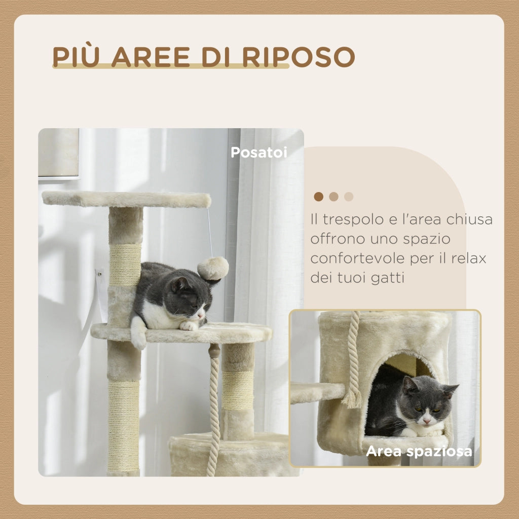 Tiragraffi per Gatti con Cassetta ¨C zephmum ¨C Beige 40x40x116 cm