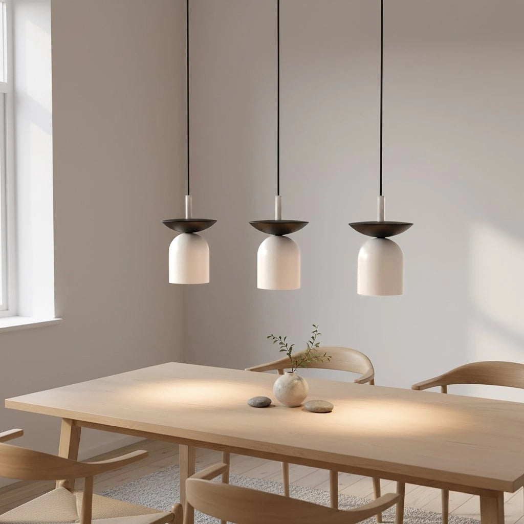 Lampada a sospensione EGO in acciaio bianco e nero