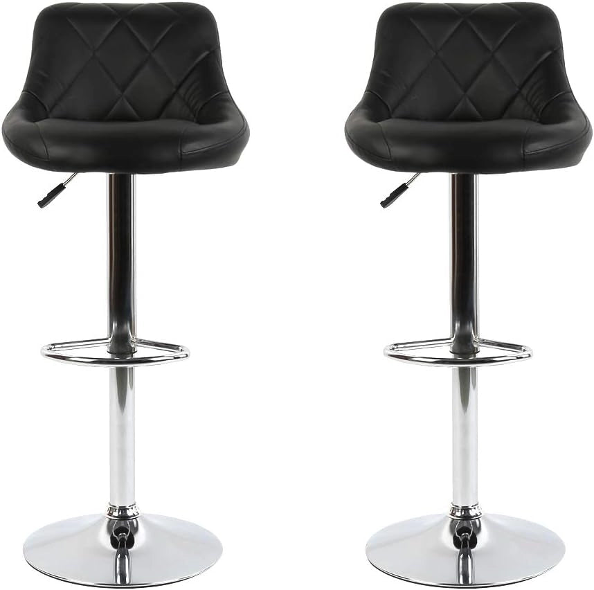 Sgabello da Bar, Regolabile in Altezza Sgabello Alto con Schienale per Cucina Bar (Nero, 2pcs)