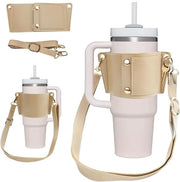 Carrietta trasportabile per contenitore acqua con cinturino e alloggiamento bicchiere per outdoor e viaggi, inclusa tasca per tessere di identità