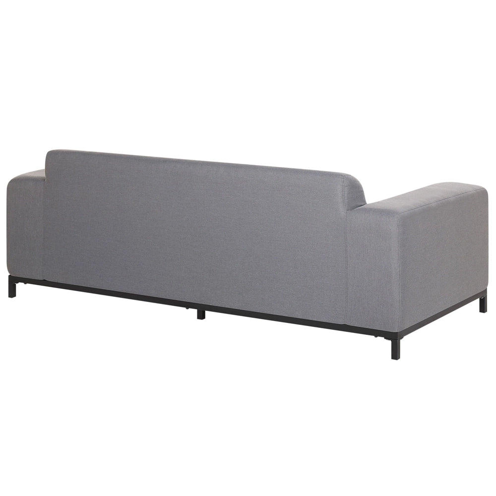 Set da giardino Rivestimento in tessuto beige Gambe in alluminio Nero con ottomana 5 posti resistente alle intemperie per esterni