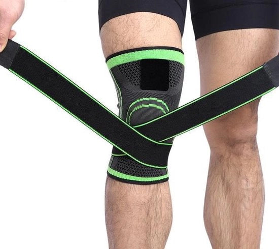 Supporto per ginocchio con cinturino a gomiti - Verde - Taglia L - Cintura di compressione