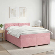 Letto box spring con materasso Rosa 140 x 200 cm Velluto 3450739