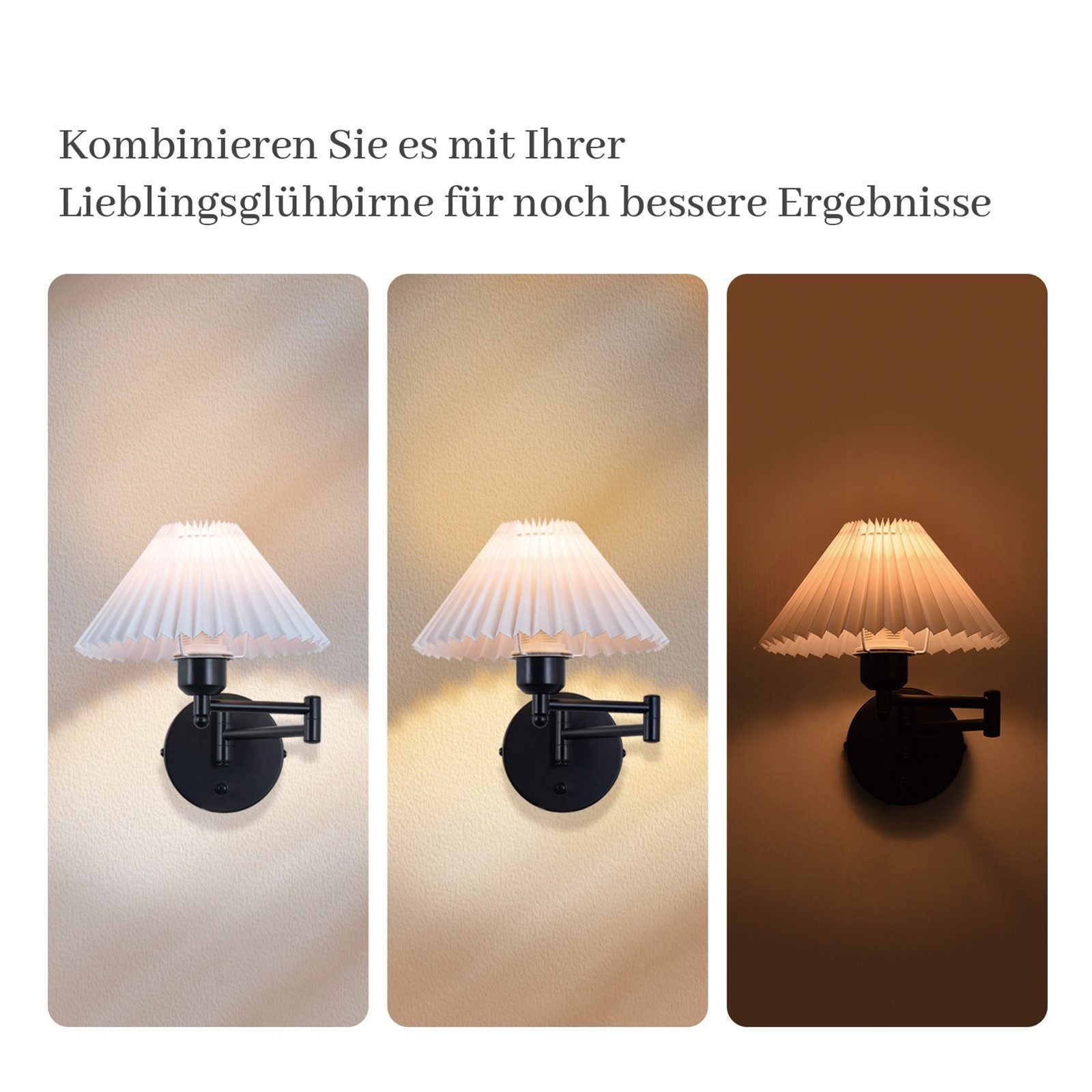 ZMH Applique da parete per interni in tessuto bianco E27 con paralume retrò per scala della camera da letto