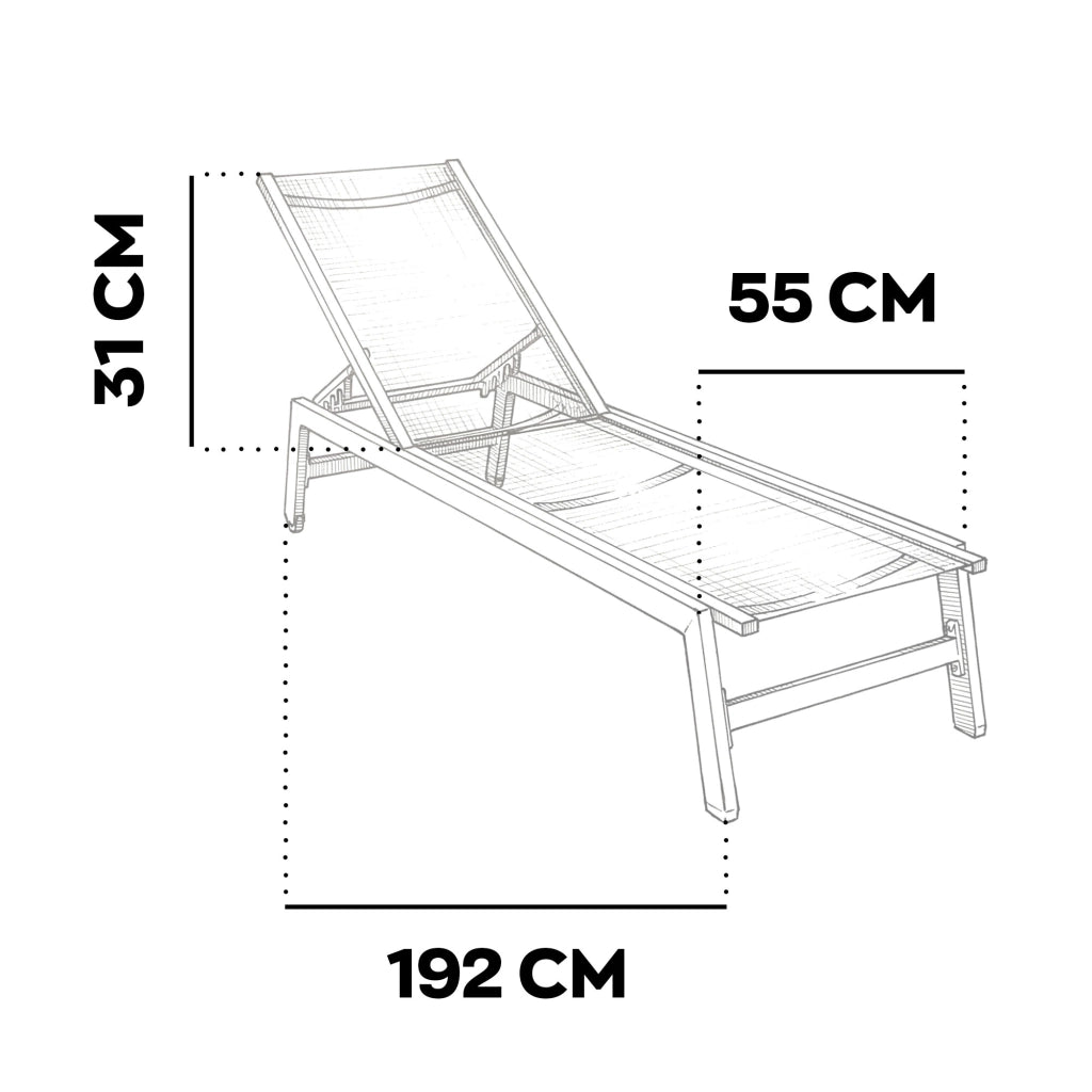 Nilo - Lettino Prendisole da Giardino Mare Piscina 192x55x30 cm in Alluminio e Textilene Antracite