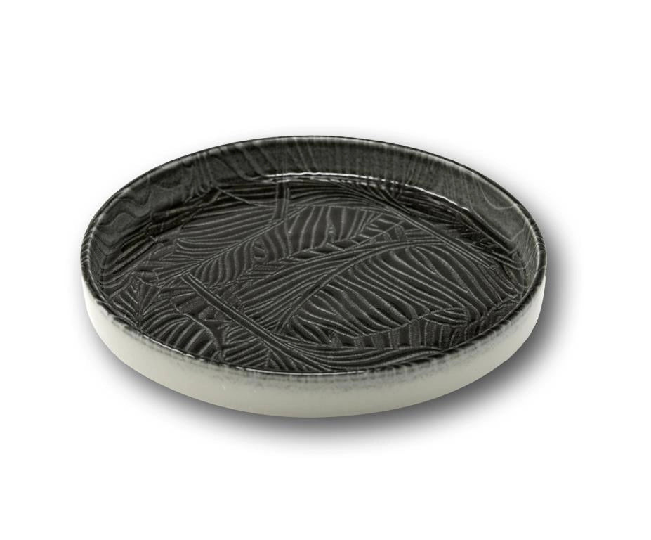 Set 6 Pezzi Piatti da Tavola in Porcellana Breath Nero Oslo 20 cm Saturnia