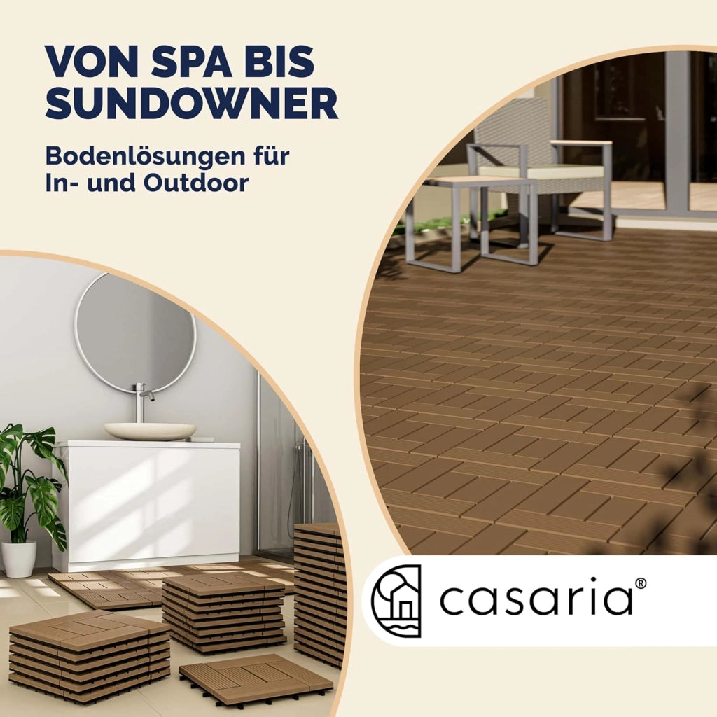 Deuba Piastrelle da Giardino in WPC 5m² Mattonelle 30x30cm Sauna Terrazza Esterno Terracotta 55 pz