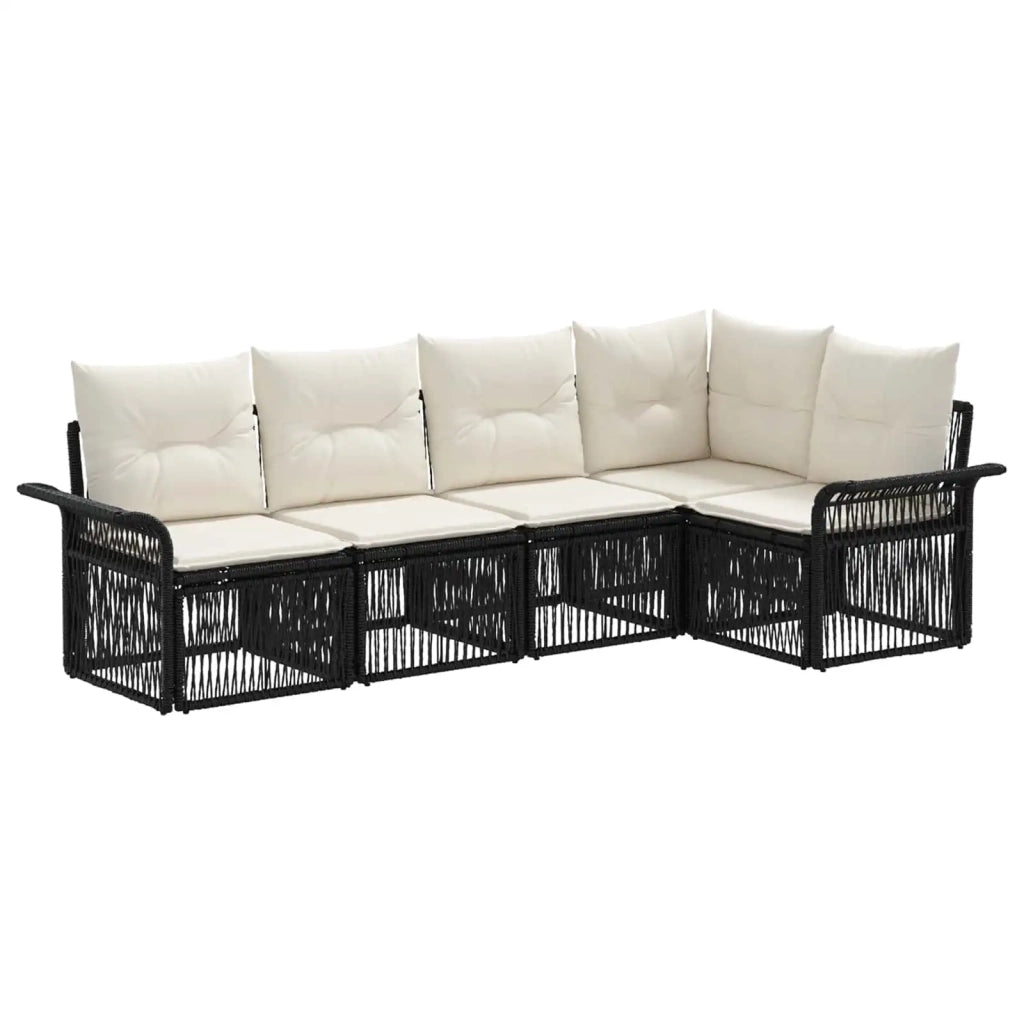 Set Divano da Giardino 5 pcs Nero polyrattan 3434827