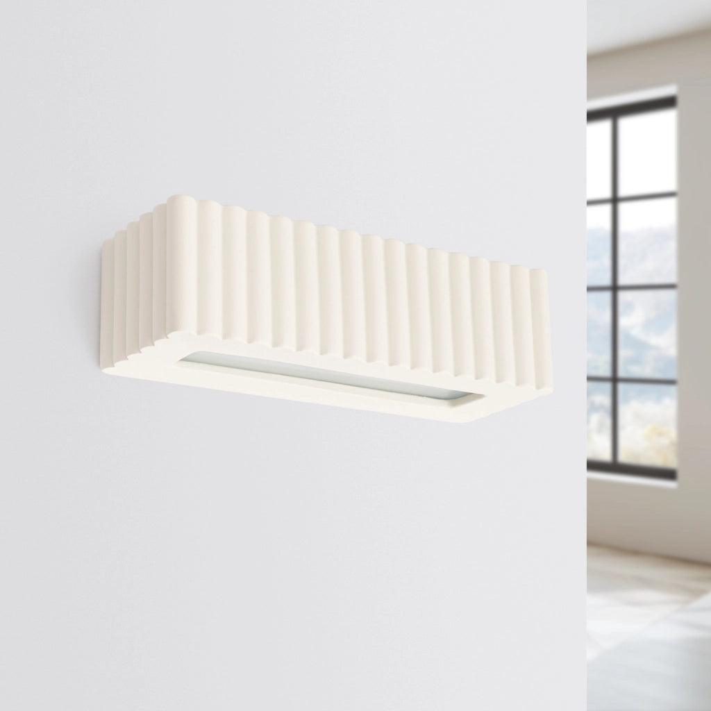 Applique ceramica beige rettangolare su/giù E27 SULKIO