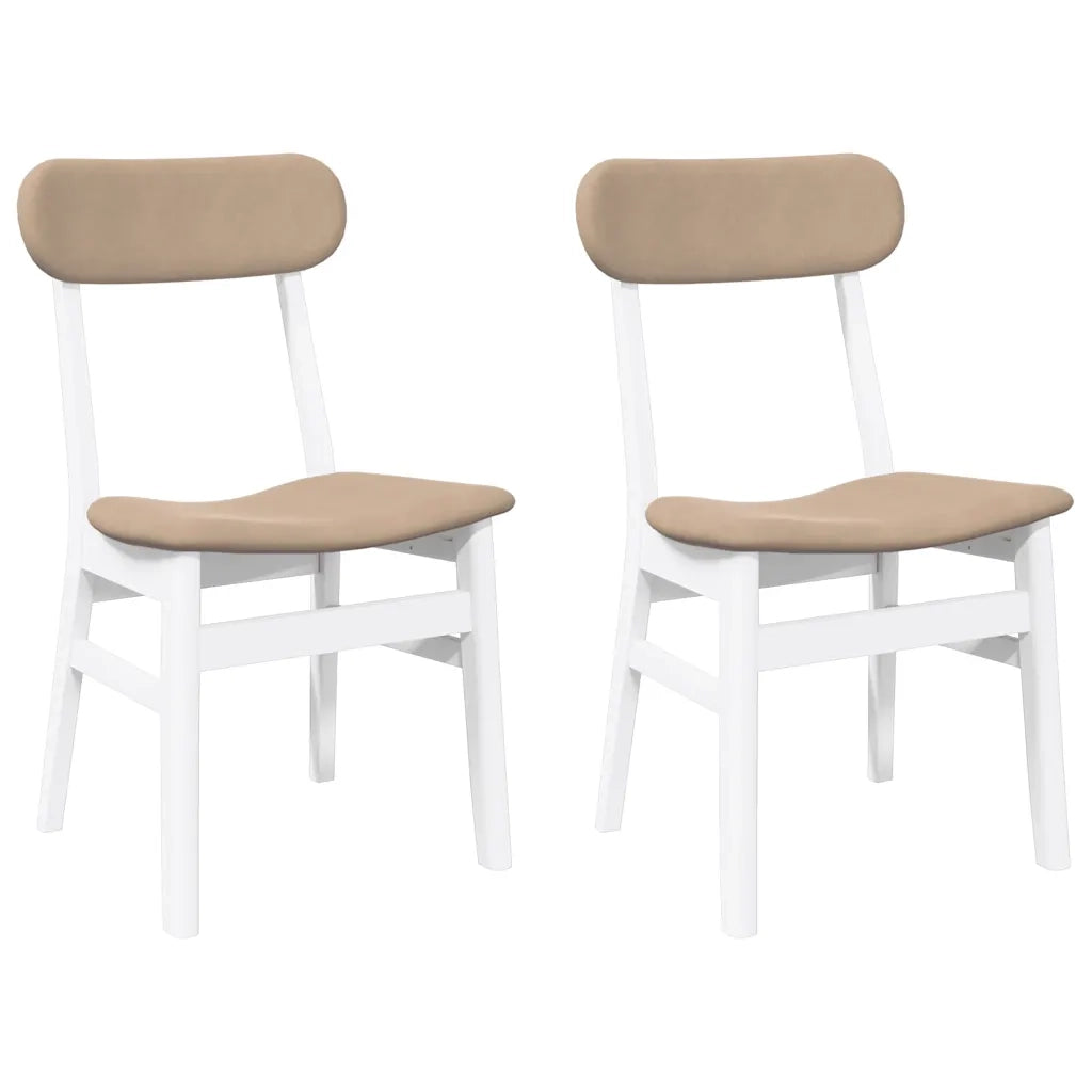 Sedie da Pranzo con Cuscini 2 pz Bianco Legno Massello di Hevea