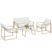 Set giardino 4 pezzi con cuscini ¨C zephmum ¨C canap¨¨ 2 posti, 2 poltrone, tavolino, kaki