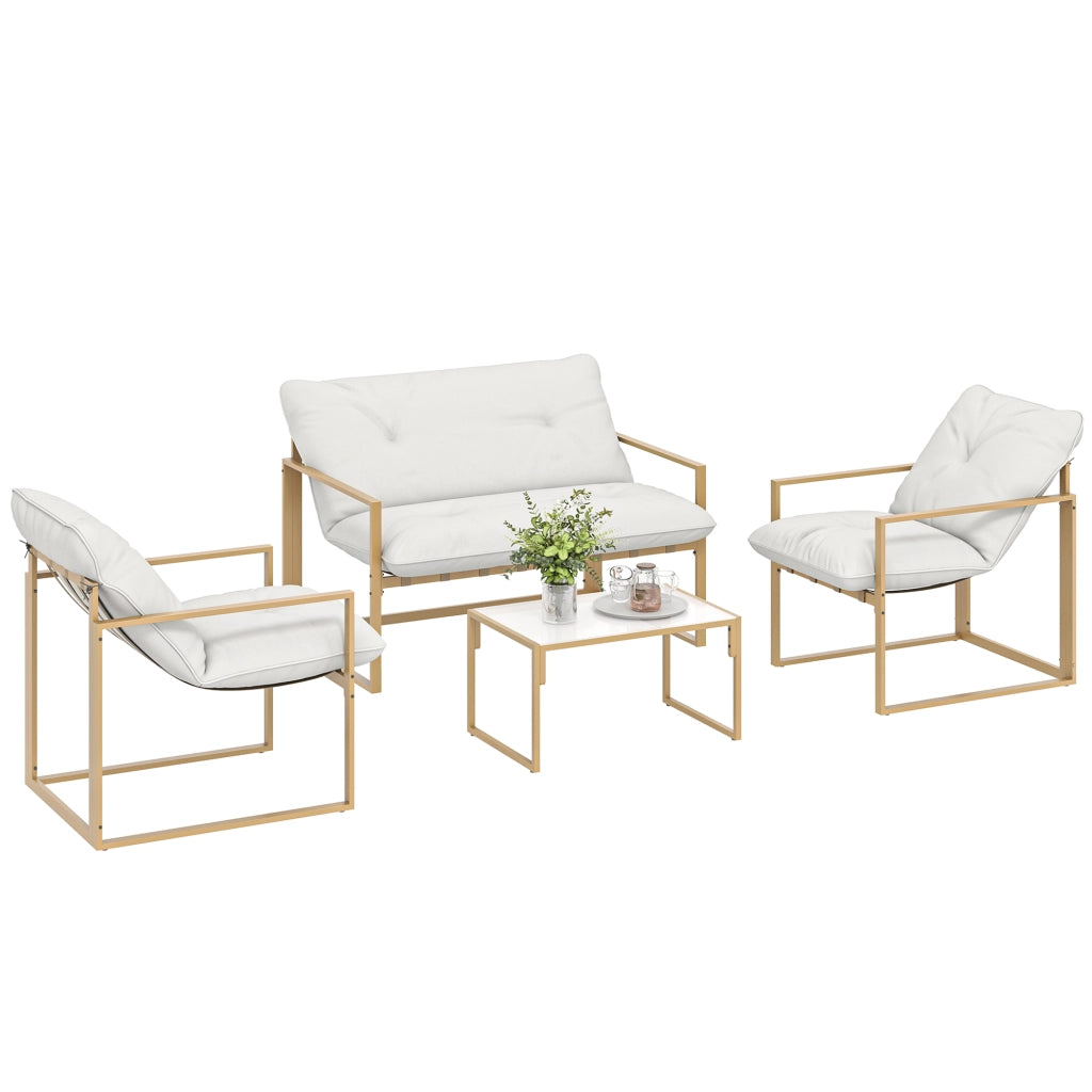Set giardino 4 pezzi con cuscini ¨C zephmum ¨C canap¨¨ 2 posti, 2 poltrone, tavolino, kaki