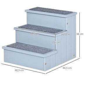 Scala per cani e gatti 40,5x44,5x38 cm grigio, 3 gradini con vano contenitore