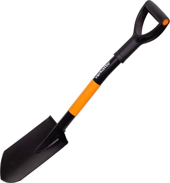 Mini-spada punta fine in acciaio resistente, 75 cm, pala da campo con manico metallico e maniglia D, piccola vanga da giardino, piccola vanga punta fine per lavori di giardino e costruzioni