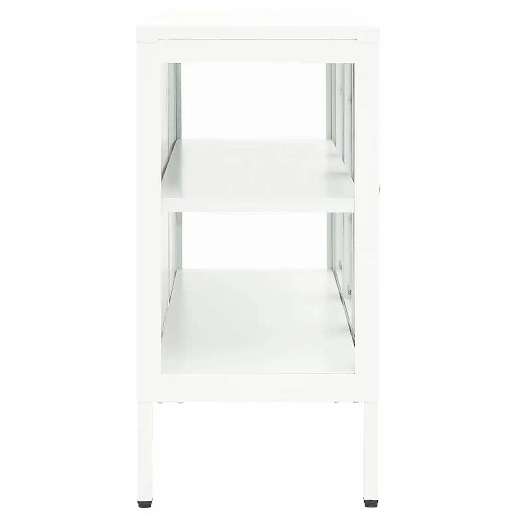 Credenza Bianca 105x35x70 cm in Acciaio e Vetro 336068