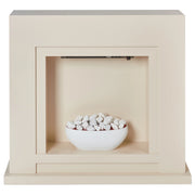 Camino elettrico Riscaldatore Beige MDF Mantello LED Carboni Ciottoli Fuoco Fiamme con Termostato