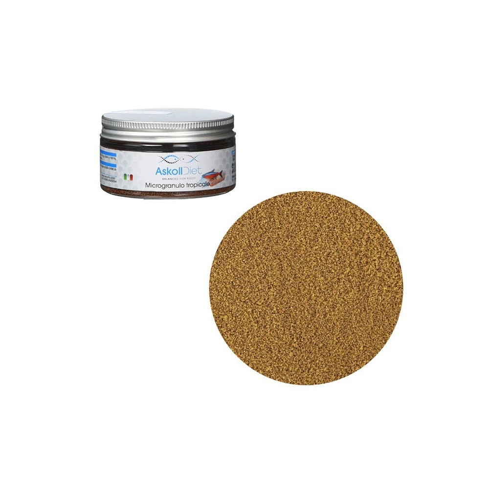 Askoll Diet Microgranulo Tropicale - Alimento completo per tutti i pesci tropicali ornamentali di acqua dolce e marina Formato: 100 ml