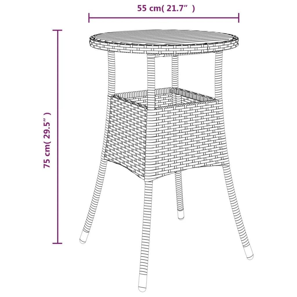 Set Bistrò da Giardino 3 pz con Cuscini in Polyrattan Grigio 3187434