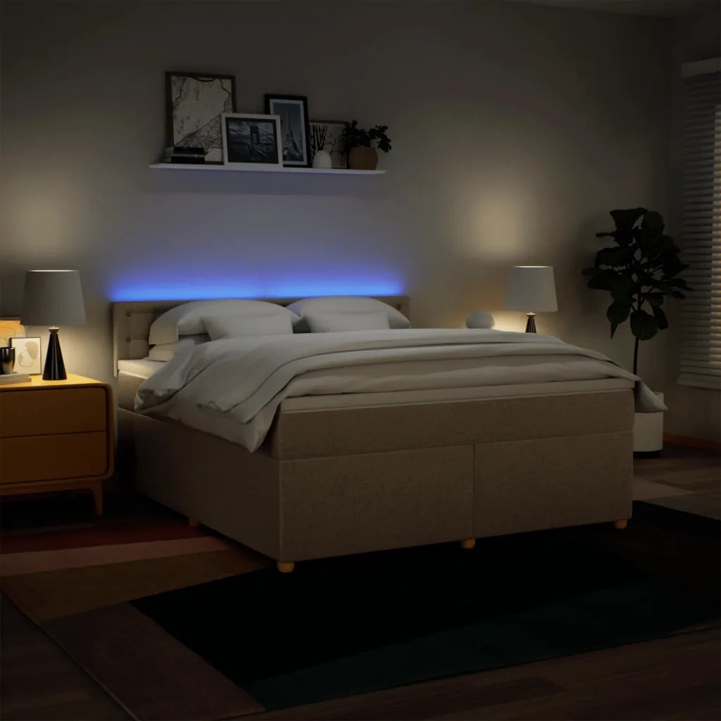 vidaXL Giroletto a Molle con Materasso Crema 180x200 cm in Tessuto