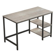 Tavolo da studio scrivania per computer con ripiano a 2 livelli a sinistra o a destra per ufficio soggiorno struttura in metallo stile industriale greige e nero 12_0001318