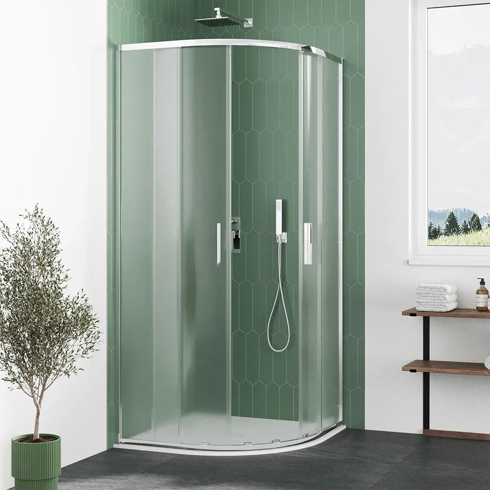 Box doccia semicircolare 75x75cm profili cromati slim vetro 6mm opaco h190 | Portofino