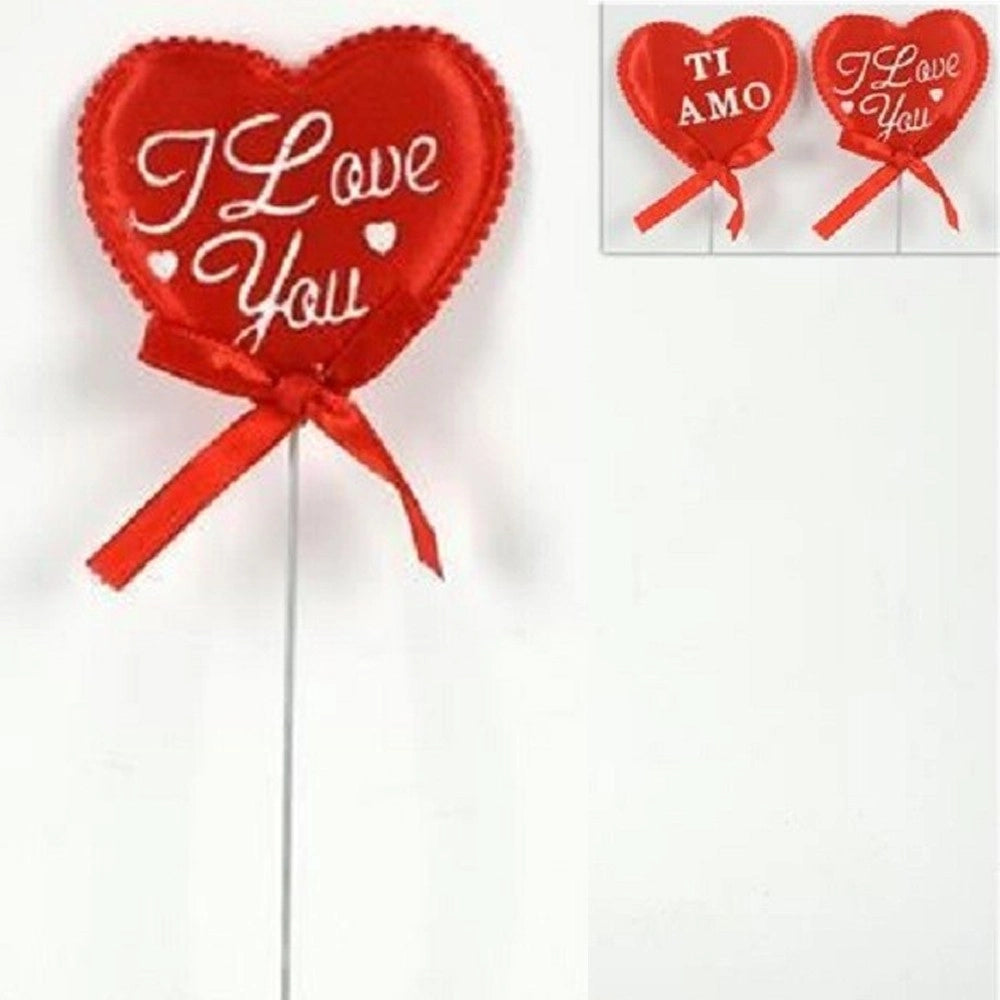 Trade Shop - Set 9 Spilloni Cuori Con Fiocco I Love You Ti Amo Dedica San Valentino 6,5x19x1 -