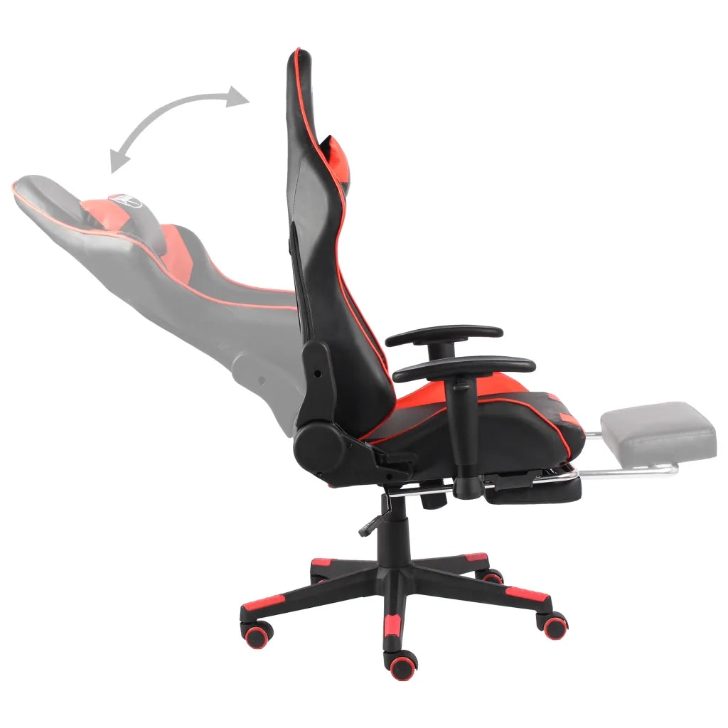 Sedia da Gaming Girevole con Poggiapiedi Rossa in PVC