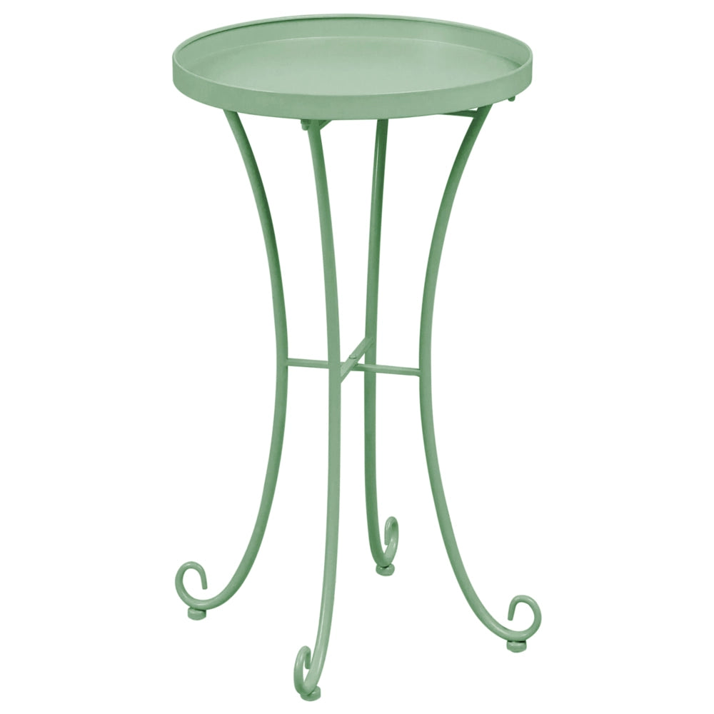 Tavolino da Giardino Rotondo in Metallo verde da 40 cm Stile Vintage per Esterno