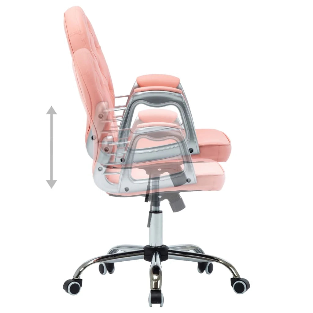 Sedia girevole da ufficio/sedia da studio/sedia da computer/sedia sgabello in similpelle rosa 02_0024056