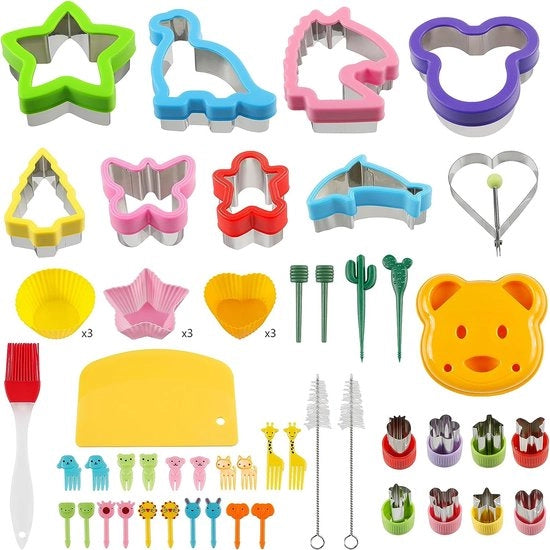 55 forme per panini per bambini, set di stampi per panini con stella, unicorno, dinosauro, cuore, forme per panini in acciaio inossidabile, sandwich, forme per panini per bambini, panini, torte, hamburger