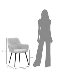 Set 2 Sedie Vicenza 58x85,5x63 cm in Tessuto Grigio/Nero