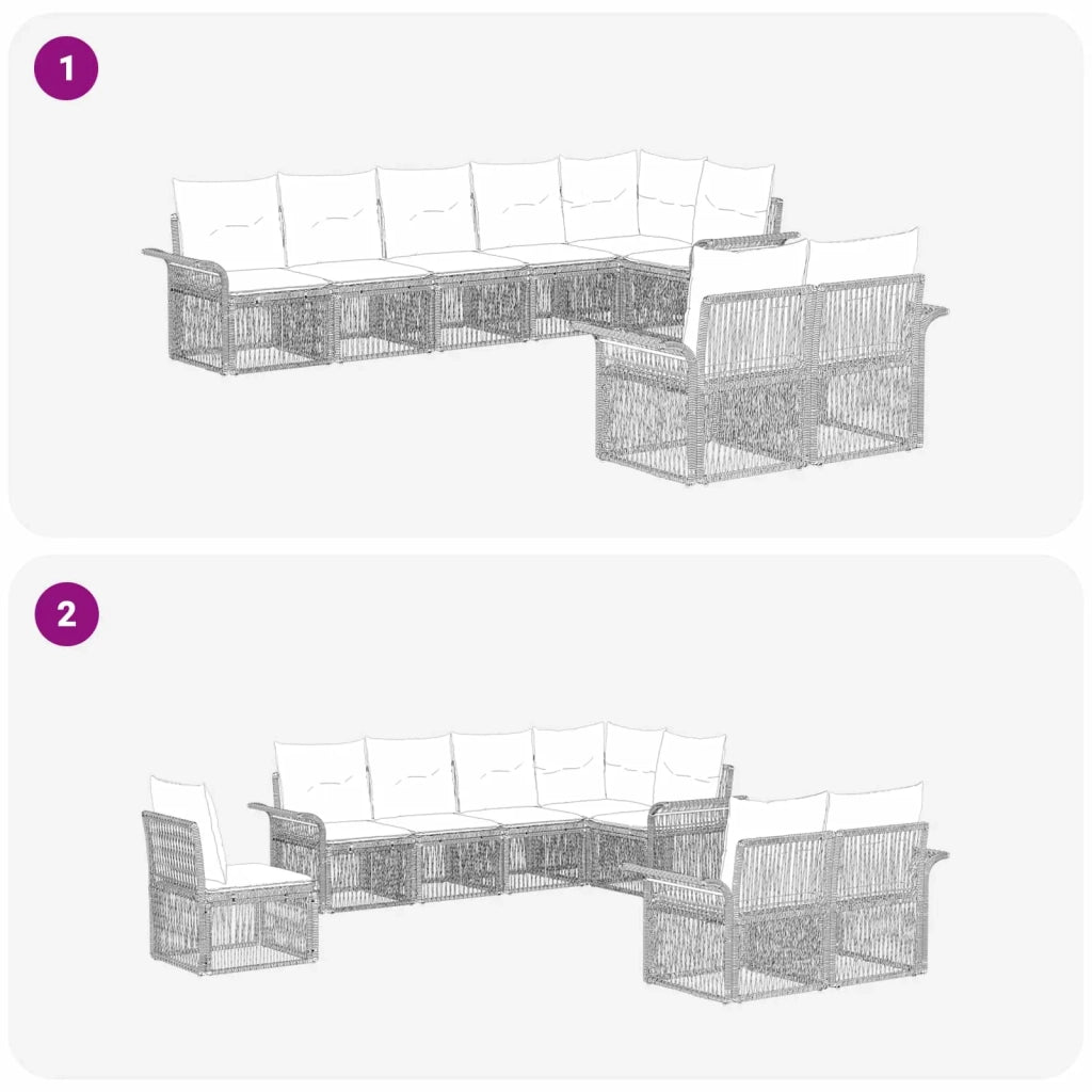 Set Divano da Giardino 8 pcs Beige polyrattan 3434892