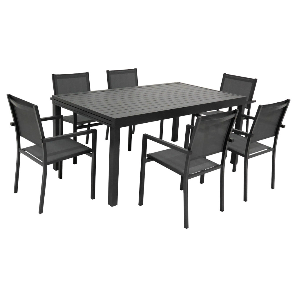 VENEZIASet di mobili da giardino allungabili 180/300 in textilene grigio 10 posti - alluminio antracite