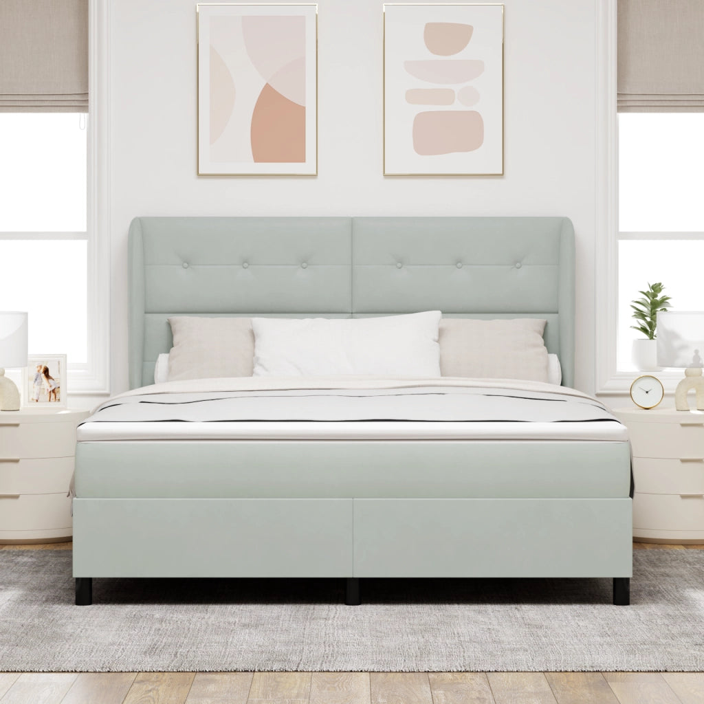 Letto Box Spring  con materasso Grigio chiaro 180x200 cm Velluto