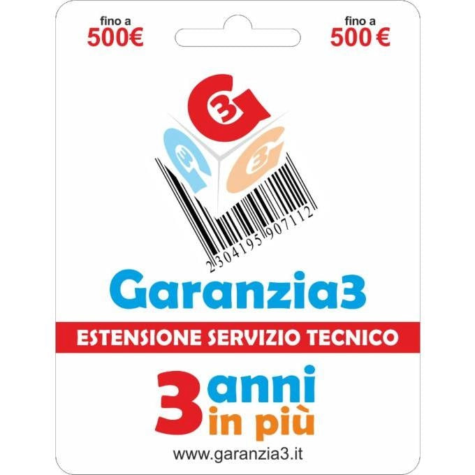 Garanzia3 estensione di servizio tecnico 3 anni in più con massimale di copertura a 500 euro - GR3V-500