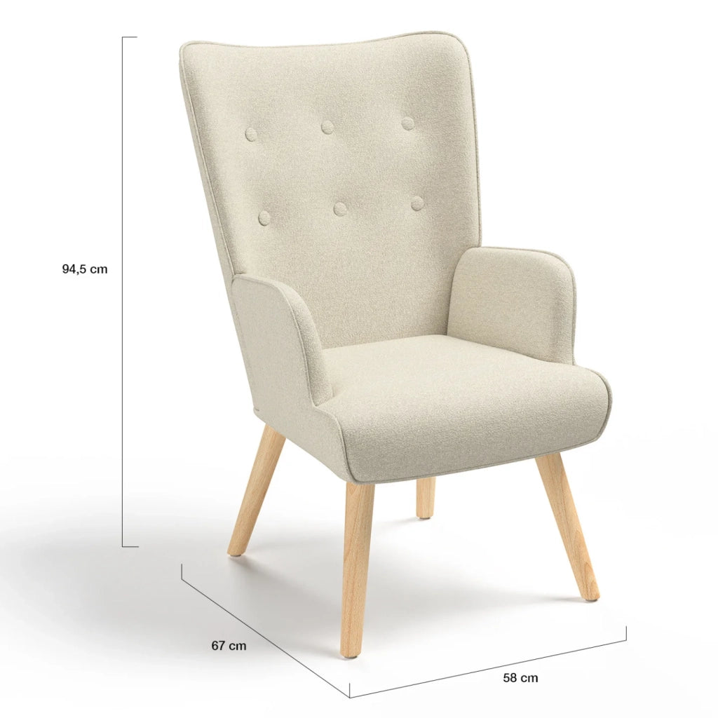 IDMarket - Sillón escandinavo IVAR de tela beige