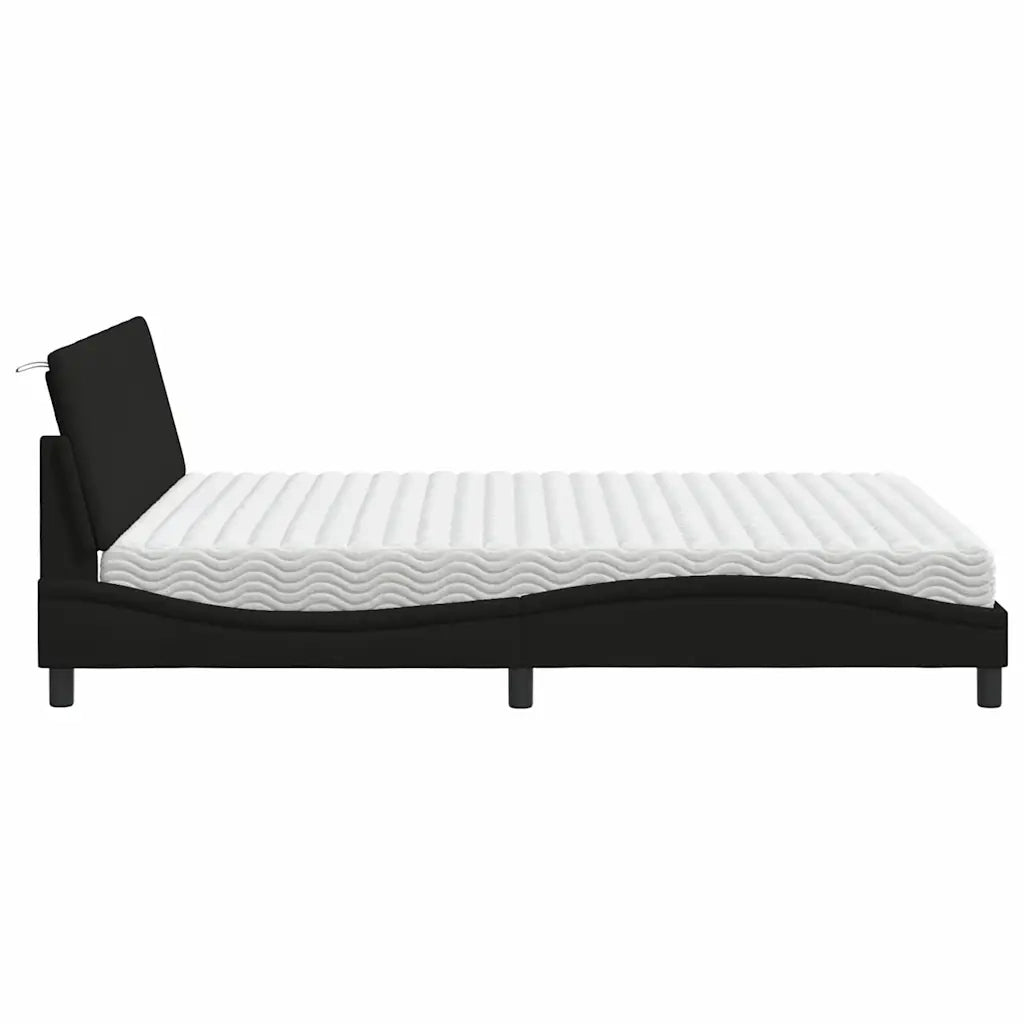 Letto con Materasso Hanko Nero 160x200 cm in Tessuto 3310540