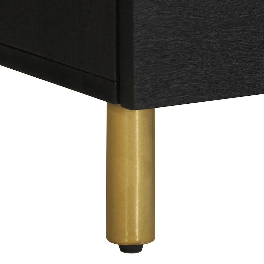 Comodino Nero 40x33x46 cm in Legno Massello di Mango 4017646