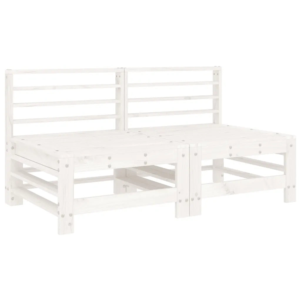 Divano componibile-Divani Centrali con Cuscini 2 pz Legno Massello di Pino Bianco 248160