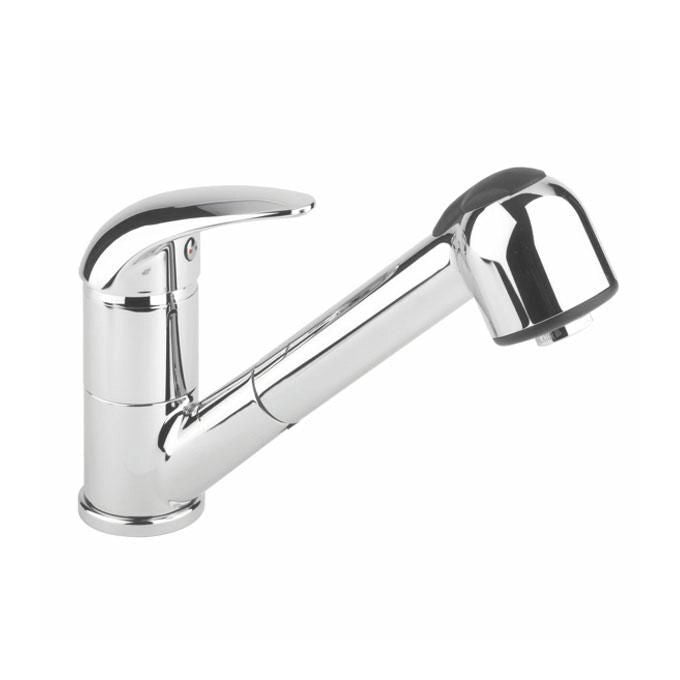Eurorama Miscelatore Lavello Telescopico - Miscelatore da cucina Mono Splitcomando, installazione su piano-vasca, materiale ottone cromato, doccetta estraibile e cartuccia da 40 mm, cromato