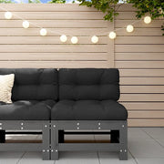 Divano Centrale con Cuscini-Sofa Modulare-Divanetto in Legno Massello di Pino Grigio 976223