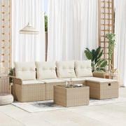 Set Divano da Giardino 6 pcs Beige e Crema polyrattan