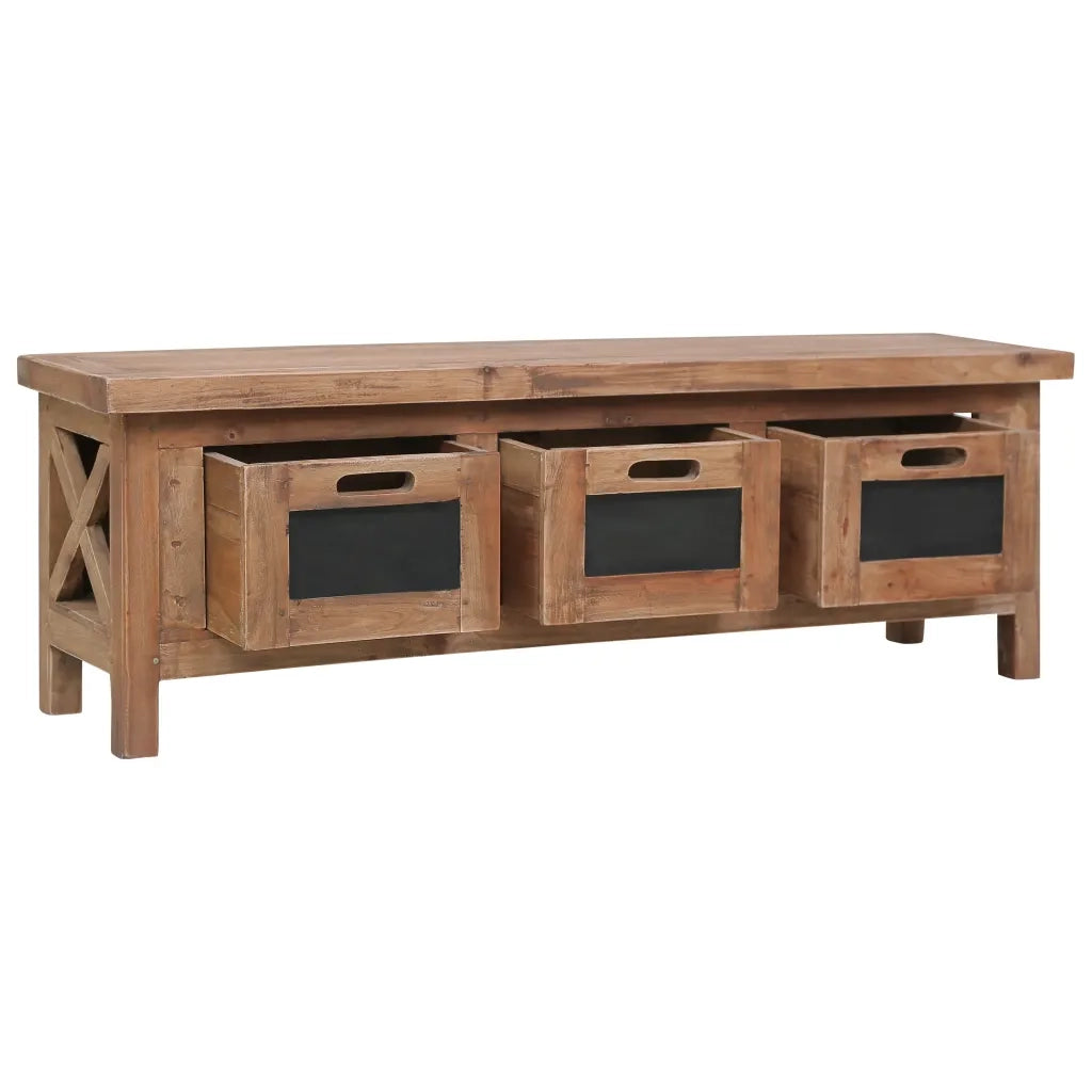 Mobile Porta TV con 3 Cassetti 120x30x40 cm Massello di Mogano 283913