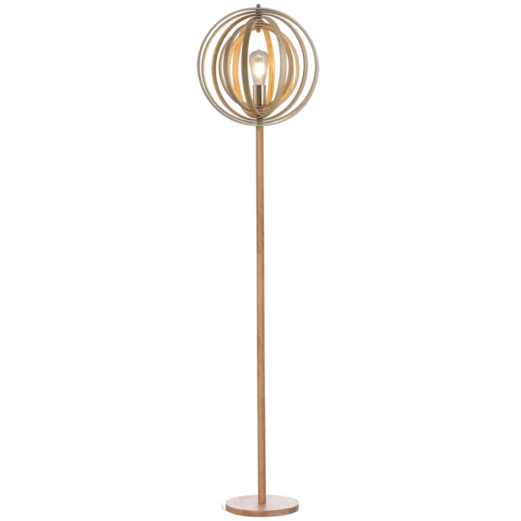 Lampada da Terra Circolare ¨C zephmum ¨C Legno Chiaro ?38x160cm 40W