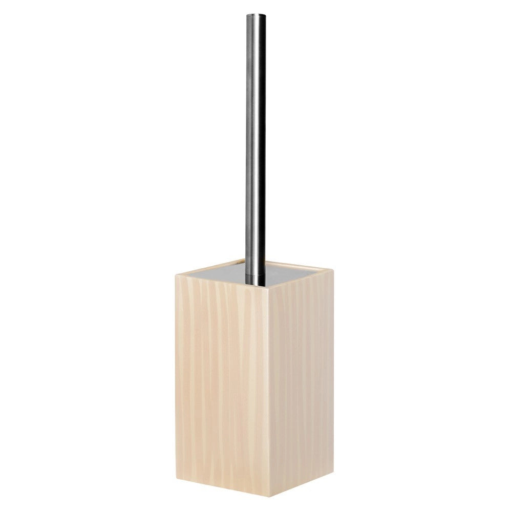 Porta scopino wc serie cool da appoggio color legno chiaro, realizzato in poliresina