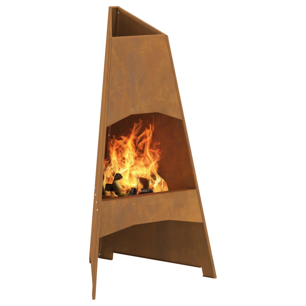 Focolare a Piramide 50x45x95 cm in Acciaio Invecchiato