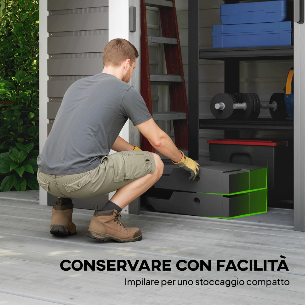 Set 2 Pesi Riempibili per Base per Ombrellone a Sbalzo 101x101x12cm in HDPE Nero