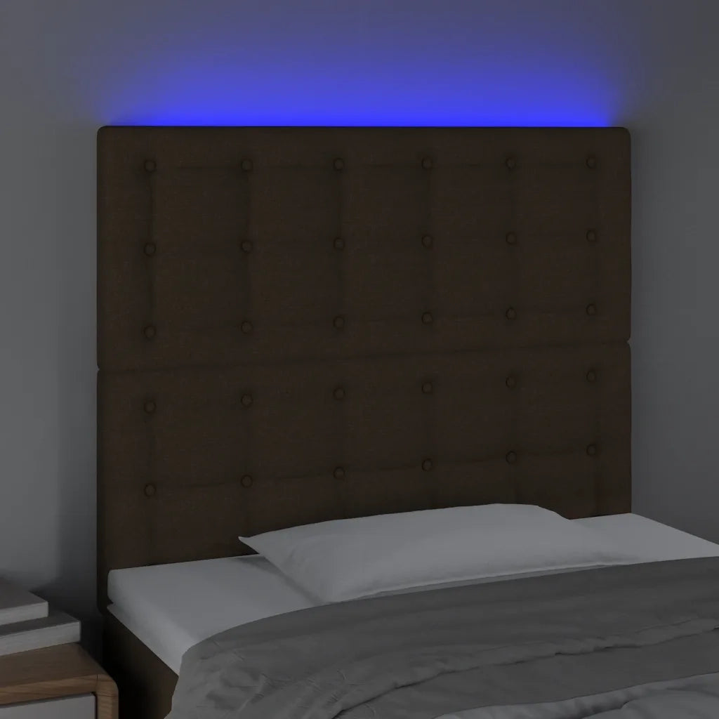 Testiera | Testata a LED Marrone Scuro 100x5x118/128 cm in Tessuto