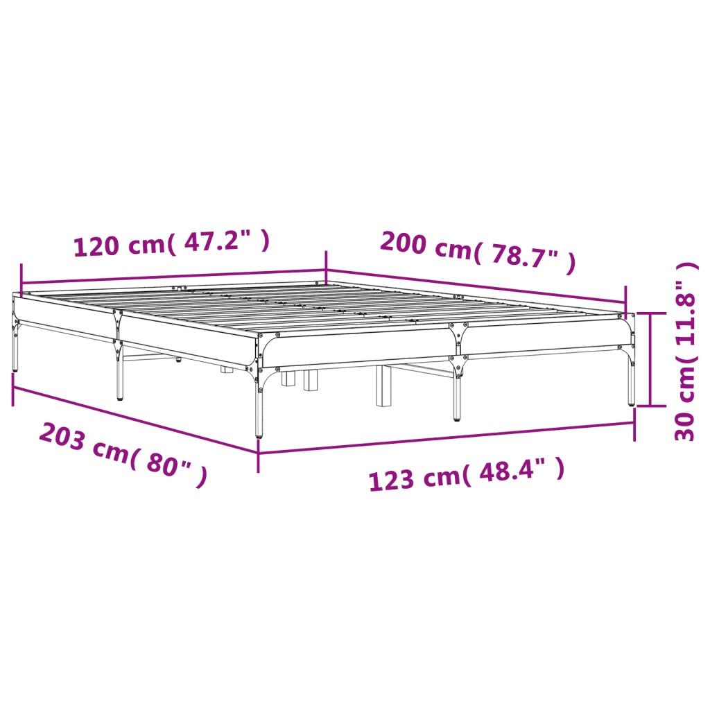 Giroletto-Struttura Letto Nero 120x200 cm in Legno Multistrato e Metallo 329288